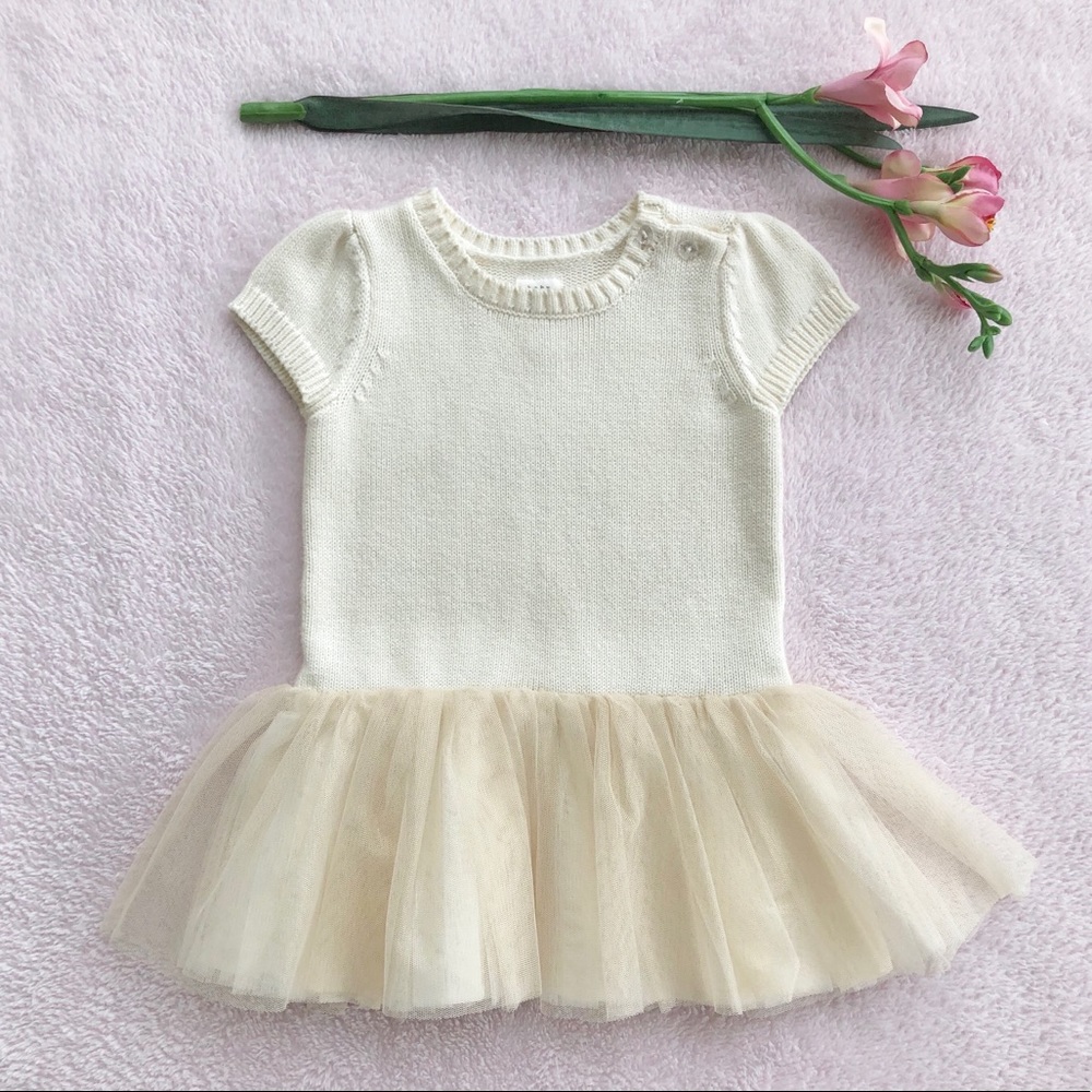 Baby Gap Ivory Shimmer Tutu Short Sleeve Dress
